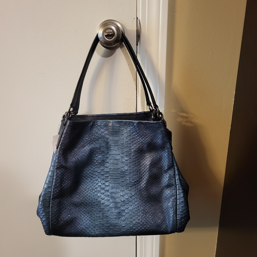 Coach Navy Textured Shoulder Bag